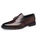 Euro Step New Brogue Carved Casual Slip-On Korean One-Piece Leather British Style Trendy Business Formal Men's Shoes_vogvips.com