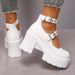 Lucyever White Y2K High Heels Pumps Women 2024 Spring Chunky Platform Mary Jane Woman Plus Size Thick Heel Gothic Shoes_vogvips.com