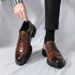 Men's Low-top Casual Leather Shoes Retro Trend Lace-up Small Black Shoes To Wear Fashion Business Dress Shoes_vogvips.com