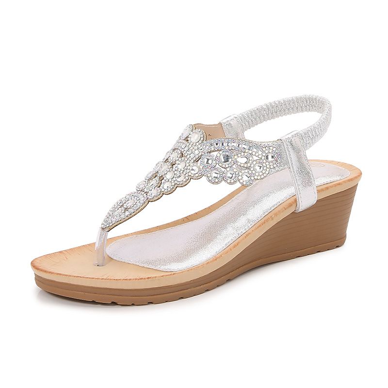 New Fashion Rhinestone Sandals Platform Wedge Women's Shoes_vogvips.com