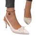 2025 Spring New Women's Shoes: Red Bow Decorated High Heel Plus Size Pointed Toe Back Strap Stiletto Sandals_vogvips.com