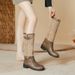 Women's Shoes Retro Wide Tube Knight Boots Women's Flat Boots Large Tube High Boots Western Boots Pile Boots_vogvips.com
