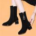 2025 New Over-the-Knee Mid-Calf For Women, Autumn And Winter Fashion, Fleece-Lined, Warm, Suede Leather, Mid-Heel Martin_vogvips.com