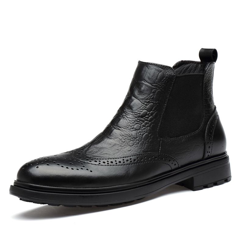 European Warm Series Autumn Black Martin Korean Style Trendy High-top Shoes Casual Brogue Men's Thick-soled Boots For Men_vogvips.com
