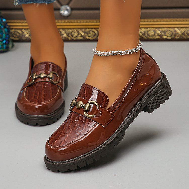 Small Leather Shoes Women's New Thick Heel Single Shoes Large Size Platform Shoes Loafers_vogvips.com