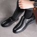 Spring And Autumn Men's Slip-On Soft Leather Versatile Business Casual Shoes, Fleece-Lined Warm Cotton Shoes_vogvips.com