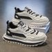 Men's Shoes Casual Sneakers Trendy Dad Shoes With Thick Sole For Comfort And Style, Breathable Round-Toe Low-Top Shoes For Everyday Wear_vogvips.com