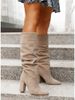 Women Boots 2023 Winter Designer Luxury Suede Casual High Heels Shoes for Women Retro Elegant Lady Mid Calf Boots Plus Size_vogvips.com