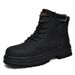 European Warm Series Yellow Autumn Men's Martin Cowhide High Top Winter Plush Lined Large Size Unisex Work Cotton Boots Couple_vogvips.com