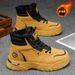 Men's Winter Fleece-Lined Martin Boots, Retro Fashion High-Top Work Shoes, Trendy Versatile Thickened Warm Cotton Short_vogvips.com