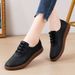 Soft Leather Beef Tendon Soft Sole Doudou Shoes Medium And Old Flat Shoes Single Shoes Women's One Pedal Hollow Hole Shoes Lazy Shoes_vogvips.com