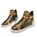 In Stock GZ94 Low High Top Shoes Cross-Border Zipper Women's Flat Round Toe Genuine Leather Comfortable Casual Sneakers_vogvips.com