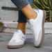 Spring And Autumn Sneakers, Fashionable Mixed Color Lace Up Sneakers, Comfortable And Non Slip Flat Shoes_vogvips.com