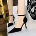 8323-7 Style Fashionable Minimalist Slim Fitting Women's Sandals With Suede Surface, Shallow Mouth, Pointed Head, Hollow_vogvips.com