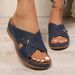 Women's plus Size Wedge Sandals Summer European American Style Open Toe Thick Sole Cross Buckle One Strap Slippers_vogvips.com