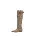 Lancui Edition ~ Lazy Style Women's Winter Retro Slouch French Slimming High Chunky Heel Suede Khaki Long Boots_vogvips.com