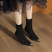 2025 Autumn Winter New Elastic Slim For Women Black Waterproof Platform Short Metal Toe Stiletto Boots_vogvips.com
