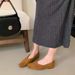 French Suede Square Toe Shallow Mouth Single Shoe Women's 2025 New Autumn Temperament Commuting Flat Heel Shoes_vogvips.com
