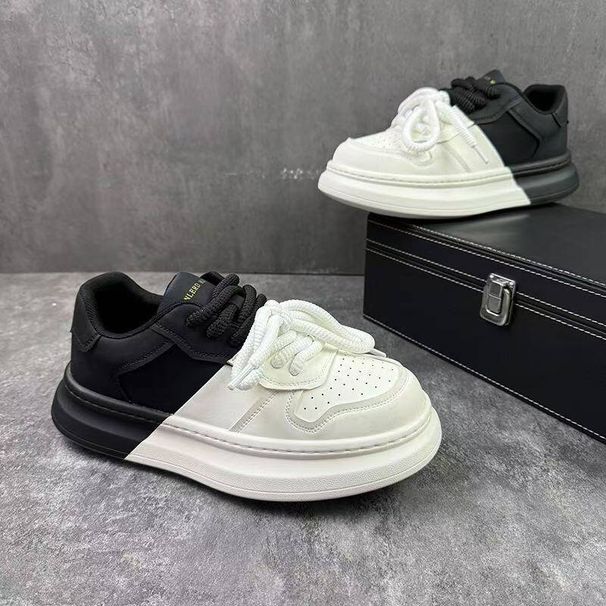 European Men's 2025 Spring New Leather Embossed Dad Ultra Soft Thick Sole Hot American Style Trendy Shoes_vogvips.com
