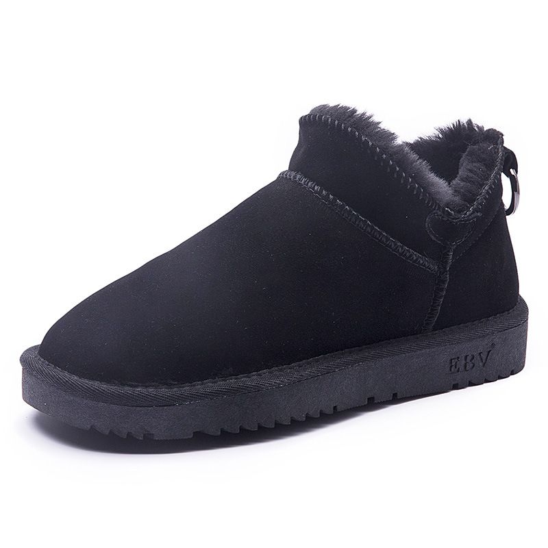 EBV New Cowhide For Women Short Boots Bread Snow Cotton Thickened Non-slip Fashion Women's Shoes_vogvips.com