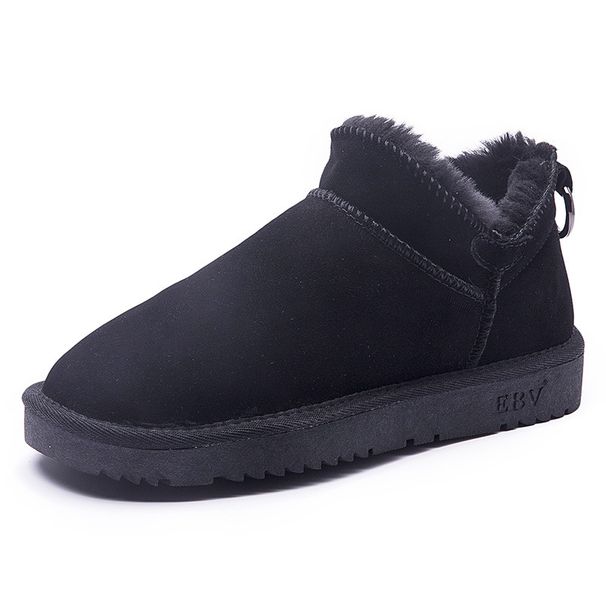 EBV New Cowhide For Women Short Boots Bread Snow Cotton Thickened Non-slip Fashion Women's Shoes_vogvips.com