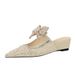Women's Elegant Bow Pearl Rhinestone Slip-On Mules - Pointed Toe Casual Shoes For Women, Comfortable & Stylish, Sizes 35-39 Slip On Slippers For Women_vogvips.com