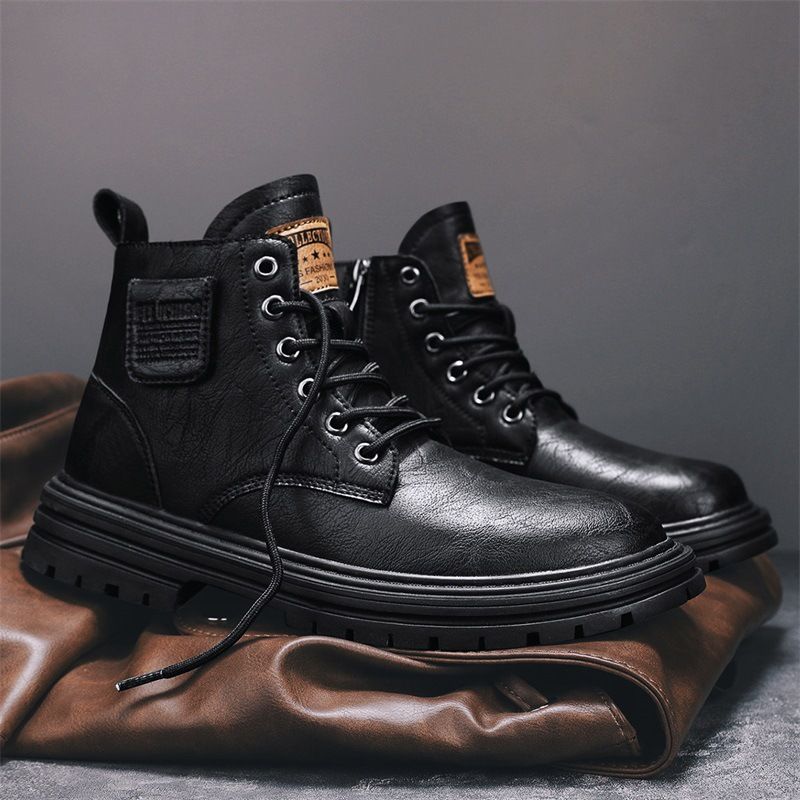 European Warm Series Winter British Style Thin Velvet High-top Leather New Casual Fashion Martin Boots Versatile Workwear Men's Shoes_vogvips.com