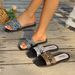 Summer New Style Women's Fashionable Square Toe Slip-On Sandals High End Metal Buckle Lightweight Comfortable Flat_vogvips.com