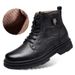 Men's Cotton Shoes, Velvet Warm High-top Top Martin Boots, Snow Boots, Men's Casual Leather Boots_vogvips.com