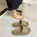 Trendy Flat Slippers For Women Summer New Fashion Embossed Solid Color Thick Sole Indoor Outdoor One-Strap Shoes_vogvips.com