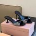 Bowknot Rhinestone Slide Sandals For Women, 2026 Summer New Style, Black Round-Toe Open-Toe Elegant High Heels_vogvips.com