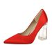 2993-1 Korean Style Fashion Transparent Crystal Heel Satin Shallow Pointed Toe Sexy High Heels Wedding Women's Single_vogvips.com