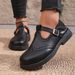 Women's Plus Size British Style Loafers Round Toe Hollowed Out Design Retro Two Way Wear Spring_vogvips.com