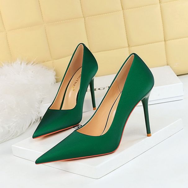Elegant Pointed Toe Stiletto Heels For Women Ultra High Heel Dress Pumps In Satin Finish Sizes Single Shoes_vogvips.com