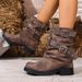New Brown Black Chunky Heel Martin Fleece-Lined Chimney Women's Ankle Boots_vogvips.com