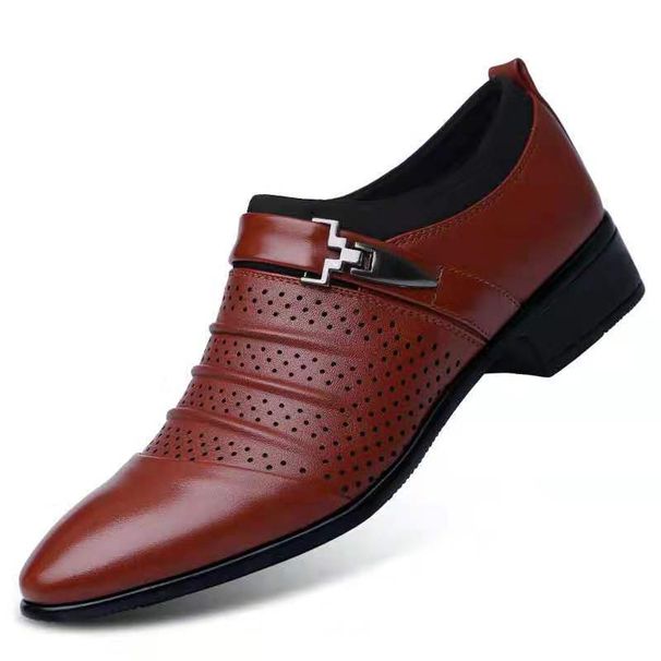 Spring New Business Casual British Formal Leather Large Size Fit, Breathable Shoes, Men's_vogvips.com