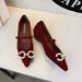 3686-K79 French-style Fashionable Pearl Buckle High-end Velvet Pointed Toe Shallow Single-strap Women's Shoes_vogvips.com