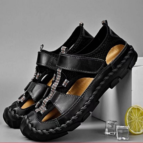 Cross-Border Spring New Sandals Handmade Stitching Export Casual Outdoor Breathable Men's Large Size Beach Shoes_vogvips.com
