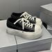 2025 New Thick-Soled Canvas Shoes For Women With Cross Flower Design, Height-Increasing Black And White Color-Block_vogvips.com