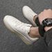 Men's White Top Layer Cowhide Leather Shoes Soft Breathable Low Top Skateboard Sneakers Casual Trendy Versatile Soft Sole_vogvips.com