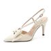 L-64 White Bowknot Pointed Toe Cross Strap High Heels For Women 2026 New Style Elegant Single Shoes_vogvips.com