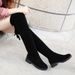 2022 Autumn Winter New Suede Over-the-Knee Long Low Heel Flat Sole Cotton Warm Slip-On Women's Boots_vogvips.com