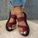 New Summer Large Size Women's Flat Toe-Loop Sandals, European American Style, Comfortable And Breathable Beach Slippers_vogvips.com