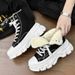 Men's Shoes new style shoes thick soled canvas couple shoes closed toe high top large size women's shoes suede snow boots_vogvips.com