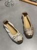 Butterfly Knot Element Women's 2025 Autumn New Item Bow Round Head Shallow Mouth Flat Bottom Ballet Single Shoe Grandma_vogvips.com