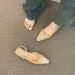 Brand Luxury Designer Fashion PU Leather Design Ladies Summer New Style Pointed Toe Low Heel Women Sandals Non-slip Flat_vogvips.com