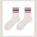 Men And Women's Fashion Sport Socks With Stripe Design, Breathable Cotton Blend, Comfortable Mid-Crew Socks For Casual Wear, Gym, And Daily Use_vogvips.com