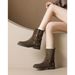 Weiwei Lady 5732-2 Belt Buckle Melard Thick-Soled Short Boots For Women, Autumn And Winter Retro Slimming Height-Increasing Martin_vogvips.com