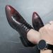 Men's Genuine Leather Dress Shoes Breathable Pointed Toe Oxford Shoes_vogvips.com