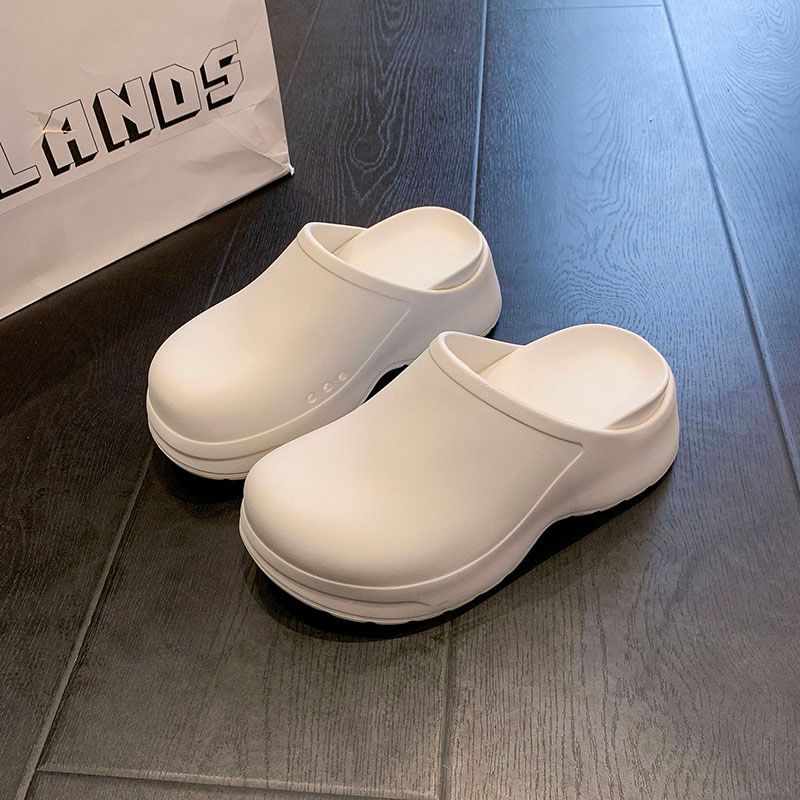 New Women's Double-layer Thick-soled 7cm Bag Head Slippers Arch-heightened Nurse Lazy Shoes_vogvips.com